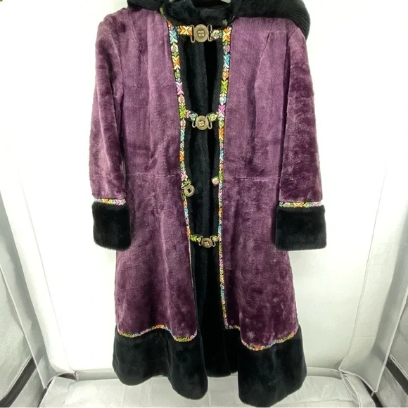 Vintage 1960’s Niccolini Medium Purple Black Faux Fur Penny Lane Coat Re… - Picture 14 of 15